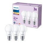 Multipack 3x Philips Bulb LED E27 Pear Frosted 5W 470lm - 827 Extra Warm White