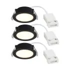 Multipack 3x Nordlux Downlight Olea Black 4.4W 345lm 110D - 930 | 68mm - IP65 - Best Colour Rendering