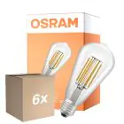 Multipack 6x Osram Classic LED E27 Edison Filament Clear 3.8W 806lm Ultra Efficiency - 830 Warm White | Replaces 60W
